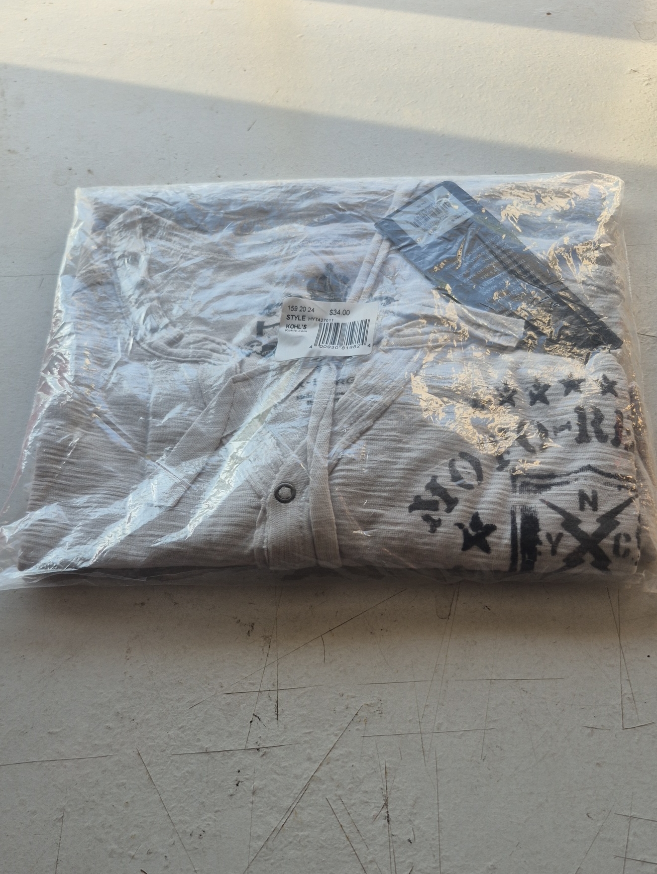 Helix Light Gray Graphic Button-Down Casual Shirt